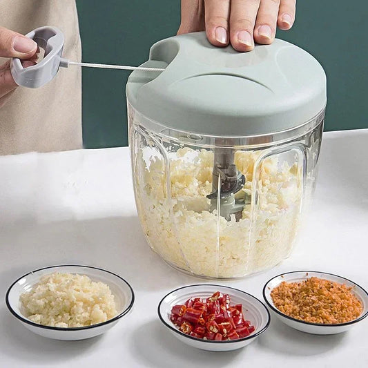 Manual Vegetable Chopper & Garlic Crusher with Stainless Steel Blades Food Processor
