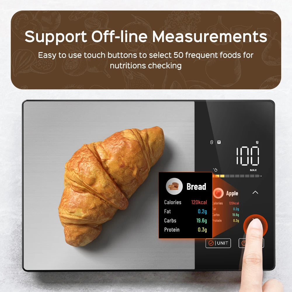 Smart Digital Kitchen Food Scale with Calorie Counter & Nutrition Tracking App