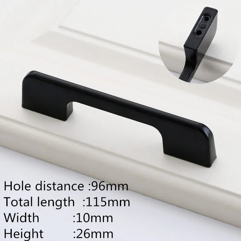 Modern Black Aluminum Cabinet Handles for Kitchen Cabinets, Drawers & Wardrobes