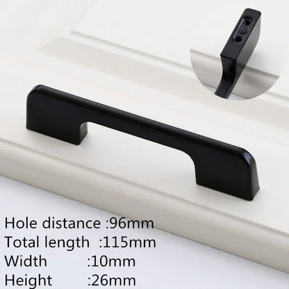 Modern Black Aluminum Cabinet Handles for Kitchen Cabinets, Drawers & Wardrobes