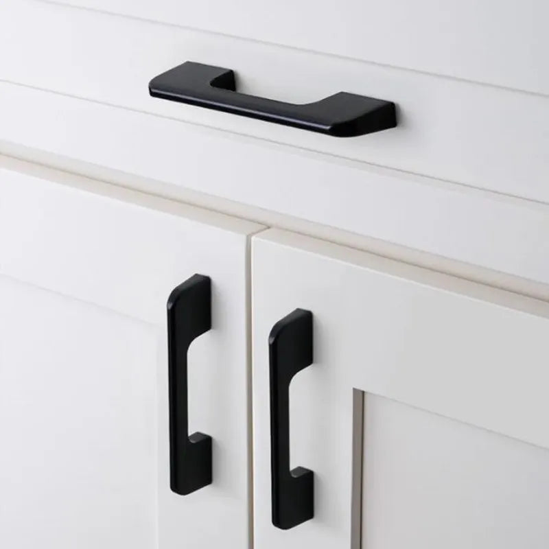 Modern Black Aluminum Cabinet Handles for Kitchen Cabinets, Drawers & Wardrobes