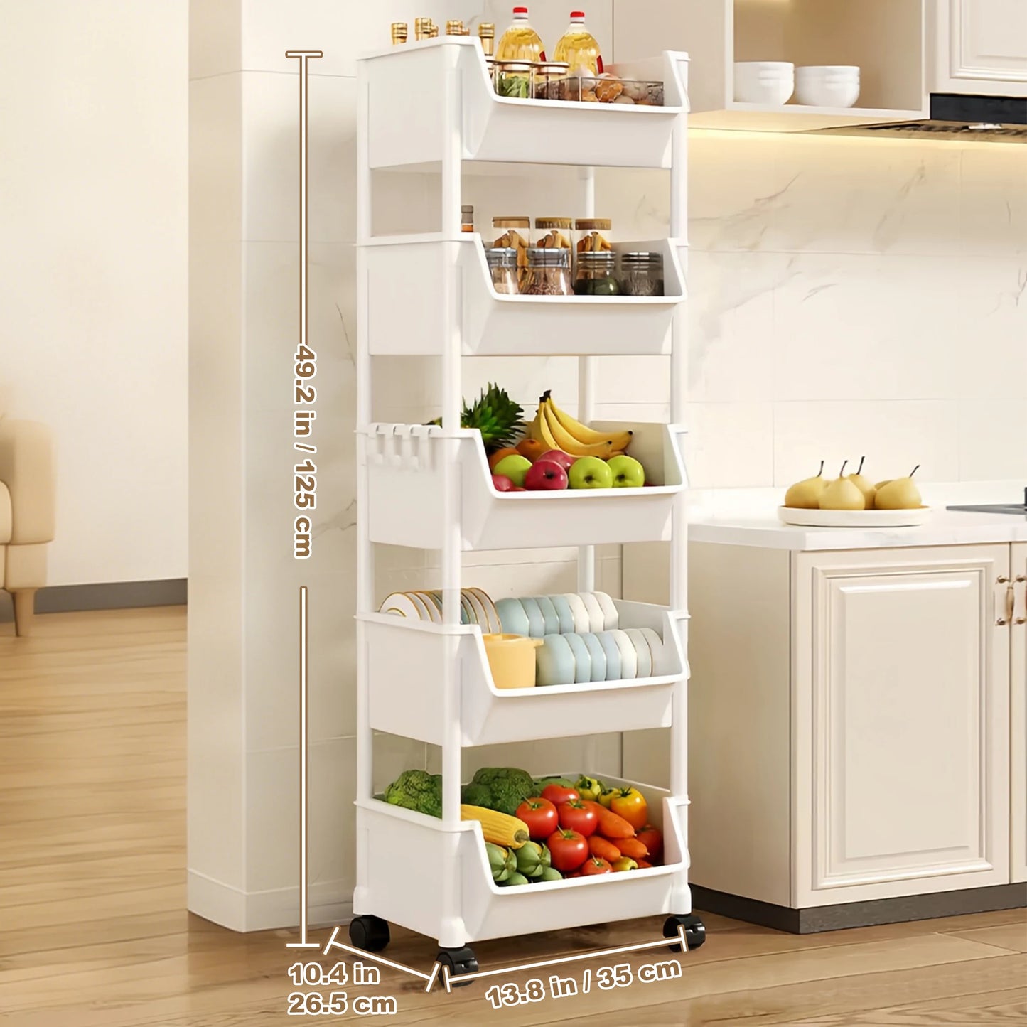 Rolling Slim Storage Cart Organizer with Wheels – Narrow Kitchen Bathroom Storage Rack
