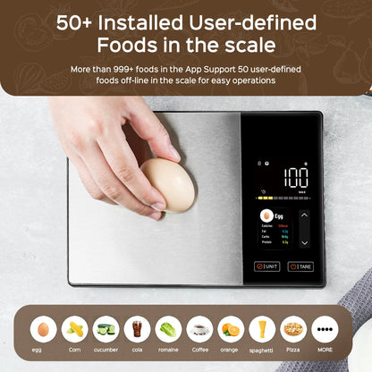 Smart Digital Kitchen Food Scale with Calorie Counter & Nutrition Tracking App