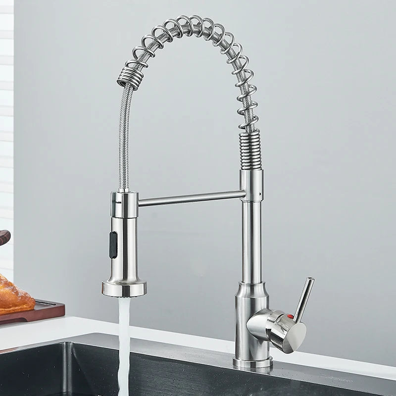 Pull Down Kitchen Faucet with 360° Swivel Sprayer, Single Handle Hot & Cold Water Mixer Tap