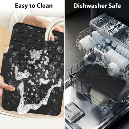 Silicone Kitchen Drain Mat with Built-In Drainage Design for Countertops & Sink Areas