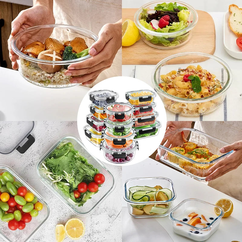 12 Piece Glass Food Storage Container Set with Airtight Lids – BPA Free Meal Prep Lunch Boxes