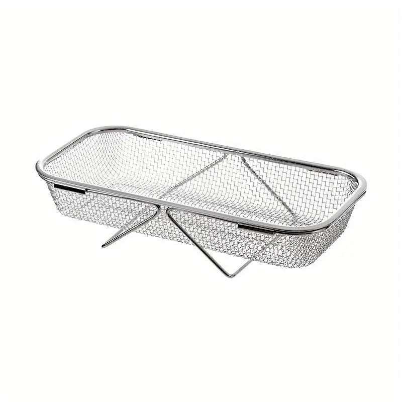Stainless Steel Over Sink Colander with Expandable Handle for Washing Fruits & Vegetables