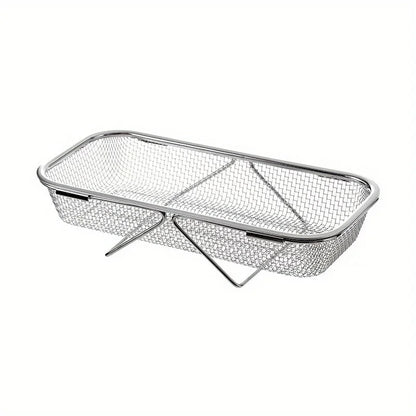 Stainless Steel Over Sink Colander with Expandable Handle for Washing Fruits & Vegetables