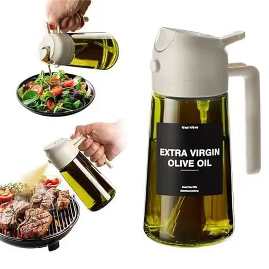 470ML 2-in-1 Olive Oil Sprayer & Dispenser Bottle for Cooking, Air Fryer & Salad