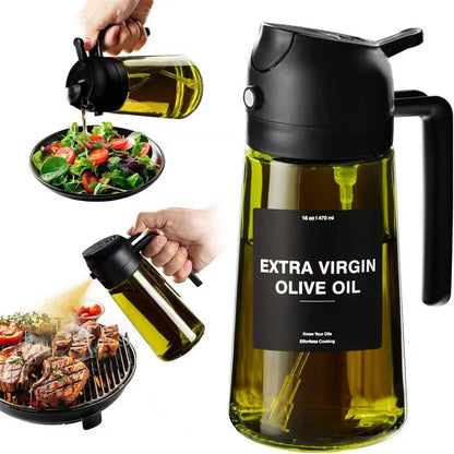 470ML 2-in-1 Olive Oil Sprayer & Dispenser Bottle for Cooking, Air Fryer & Salad