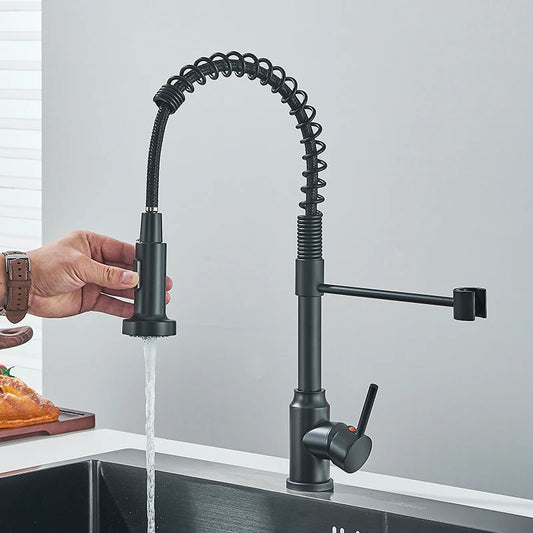 Pull Down Kitchen Faucet with 360° Swivel Sprayer, Single Handle Hot & Cold Water Mixer Tap
