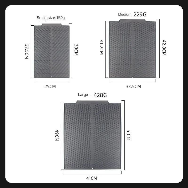 Silicone Dish Drying Mat with Drainage Grooves – Heat Resistant Kitchen Counter Drying Pad