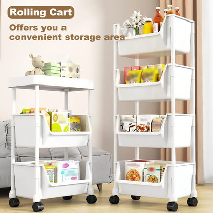 Rolling Slim Storage Cart Organizer with Wheels – Narrow Kitchen Bathroom Storage Rack