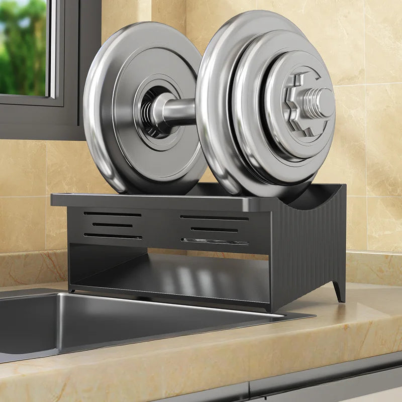 Auto Drain Sink Caddy Organizer with Soap Sponge Holder & Towel Rack for Kitchen & Bathroom