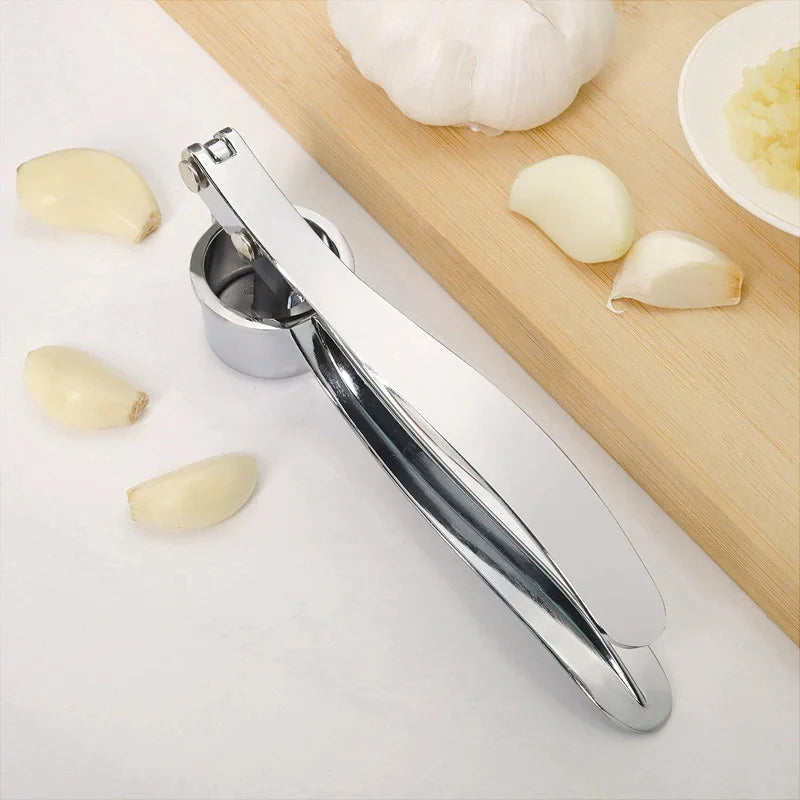 Stainless Steel Garlic Press & Nut Cracker – Heavy Duty Garlic Mincer Tool