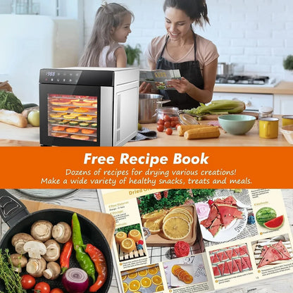 8 Tray Stainless Steel Food Dehydrator Machine with Digital Timer, Temperature Control & 4 Presets