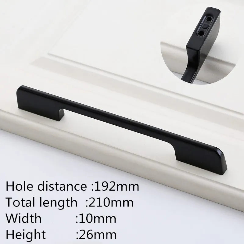 Modern Black Aluminum Cabinet Handles for Kitchen Cabinets, Drawers & Wardrobes