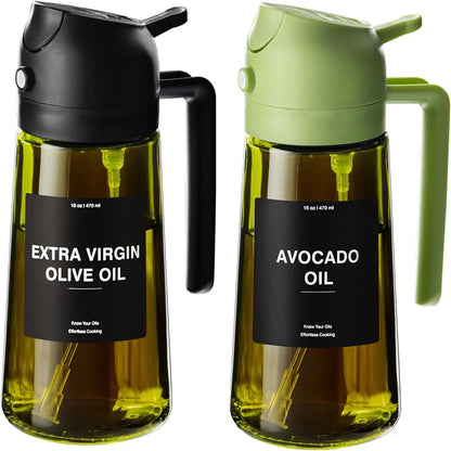 470ML 2-in-1 Olive Oil Sprayer & Dispenser Bottle for Cooking, Air Fryer & Salad
