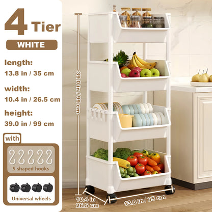 Rolling Slim Storage Cart Organizer with Wheels – Narrow Kitchen Bathroom Storage Rack