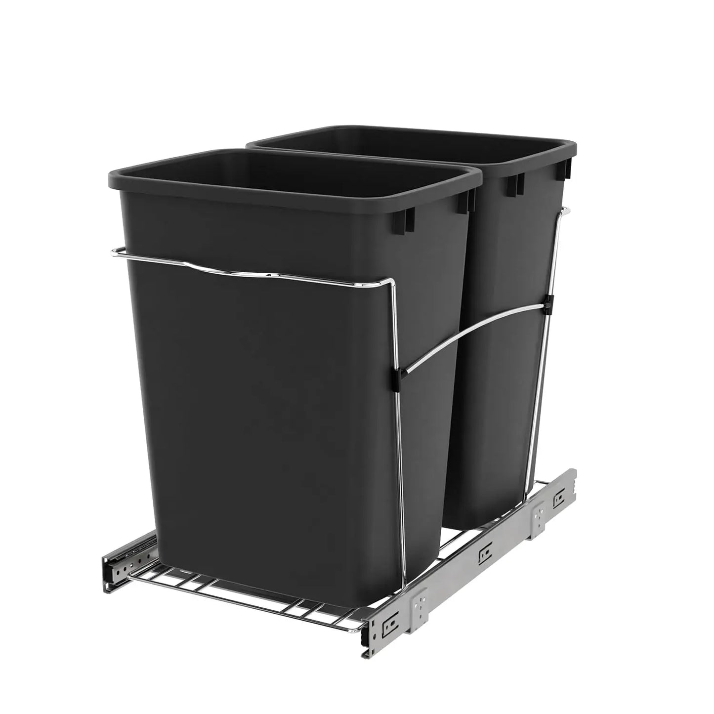 Double Pull Out Trash Can for Kitchen Cabinet with Soft Close Slides – 35 Qt Dual Recycling Bin