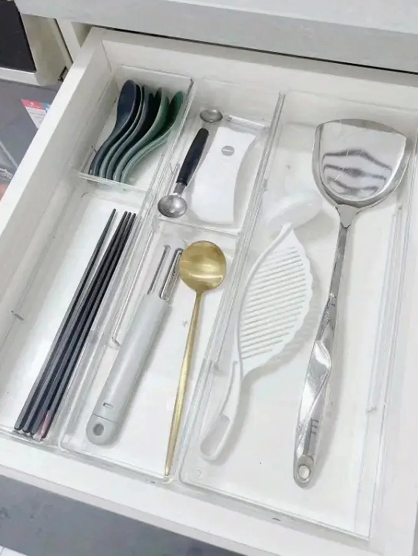 44 Piece Clear Drawer Organizer Set with Adjustable Storage Bins for Kitchen, Bathroom & Office