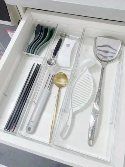 44 Piece Clear Drawer Organizer Set with Adjustable Storage Bins for Kitchen, Bathroom & Office
