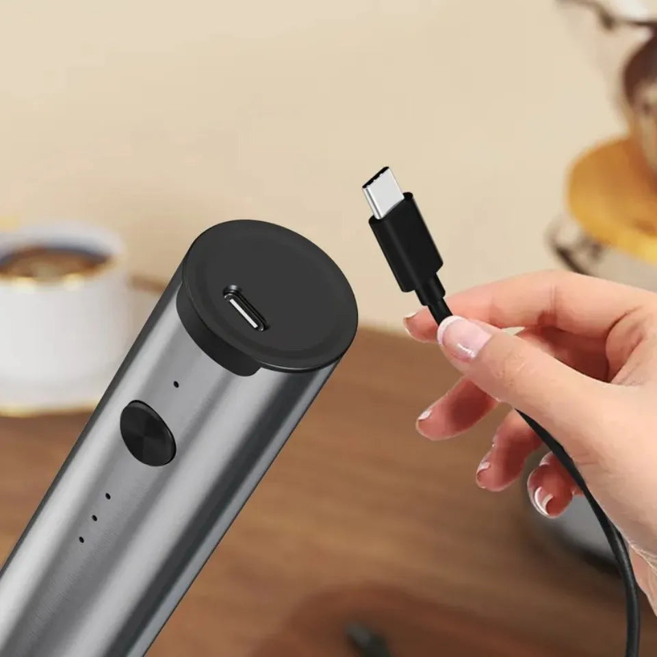 Rechargeable Electric Milk Frother & Coffee Whisk with 3 Speeds, USB-C Portable Foam Maker