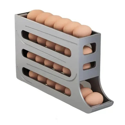 4 Layer Automatic Rolling Egg Dispenser for Refrigerator – Fridge Egg Storage Organizer Rack