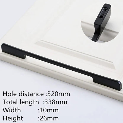 Modern Black Aluminum Cabinet Handles for Kitchen Cabinets, Drawers & Wardrobes