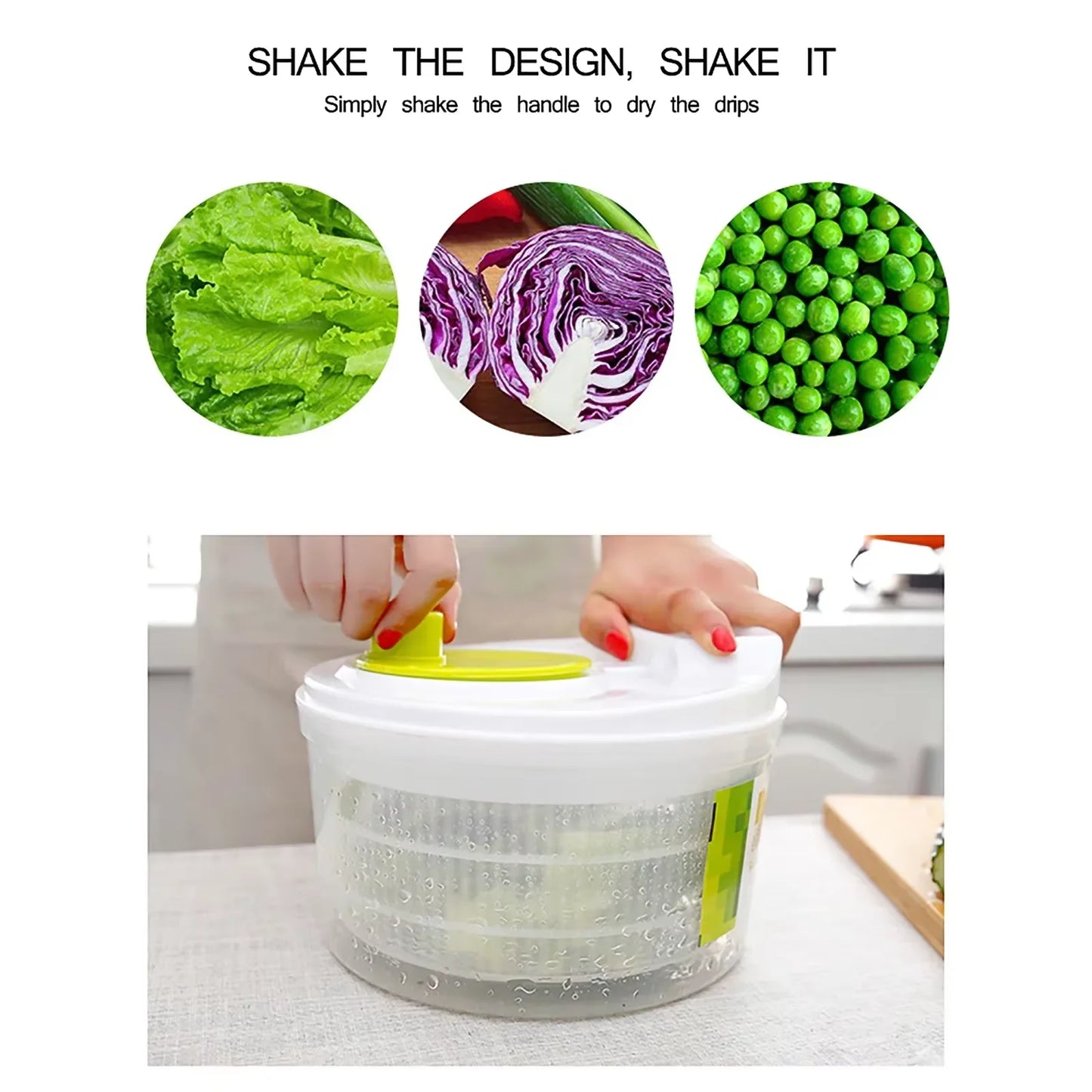 Salad Spinner Lettuce Washer & Vegetable Dryer Bowl for Fruits and Leafy Greens