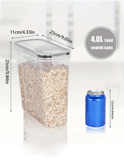 4 Pack 4L Airtight Food Storage Containers with Lids for Rice, Cereal, Pasta & Pantry Organization
