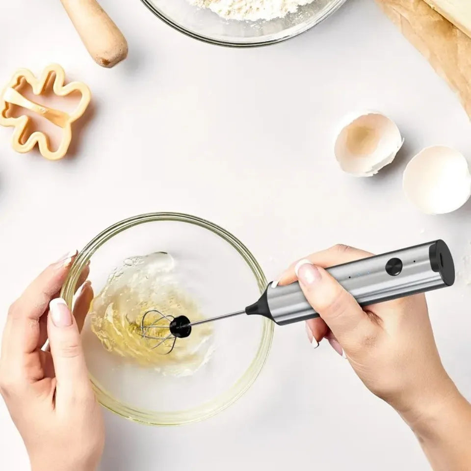 Rechargeable Electric Milk Frother & Coffee Whisk with 3 Speeds, USB-C Portable Foam Maker