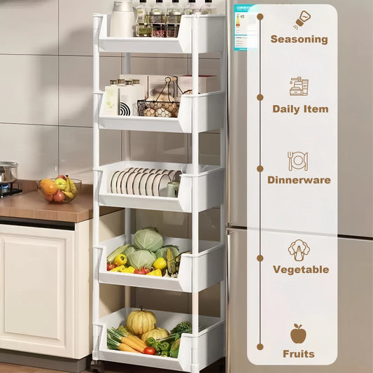 Rolling Slim Storage Cart Organizer with Wheels – Narrow Kitchen Bathroom Storage Rack