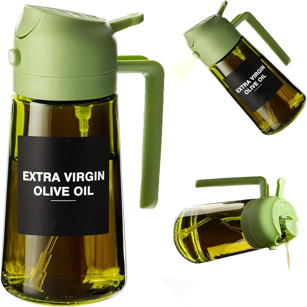 470ML 2-in-1 Olive Oil Sprayer & Dispenser Bottle for Cooking, Air Fryer & Salad