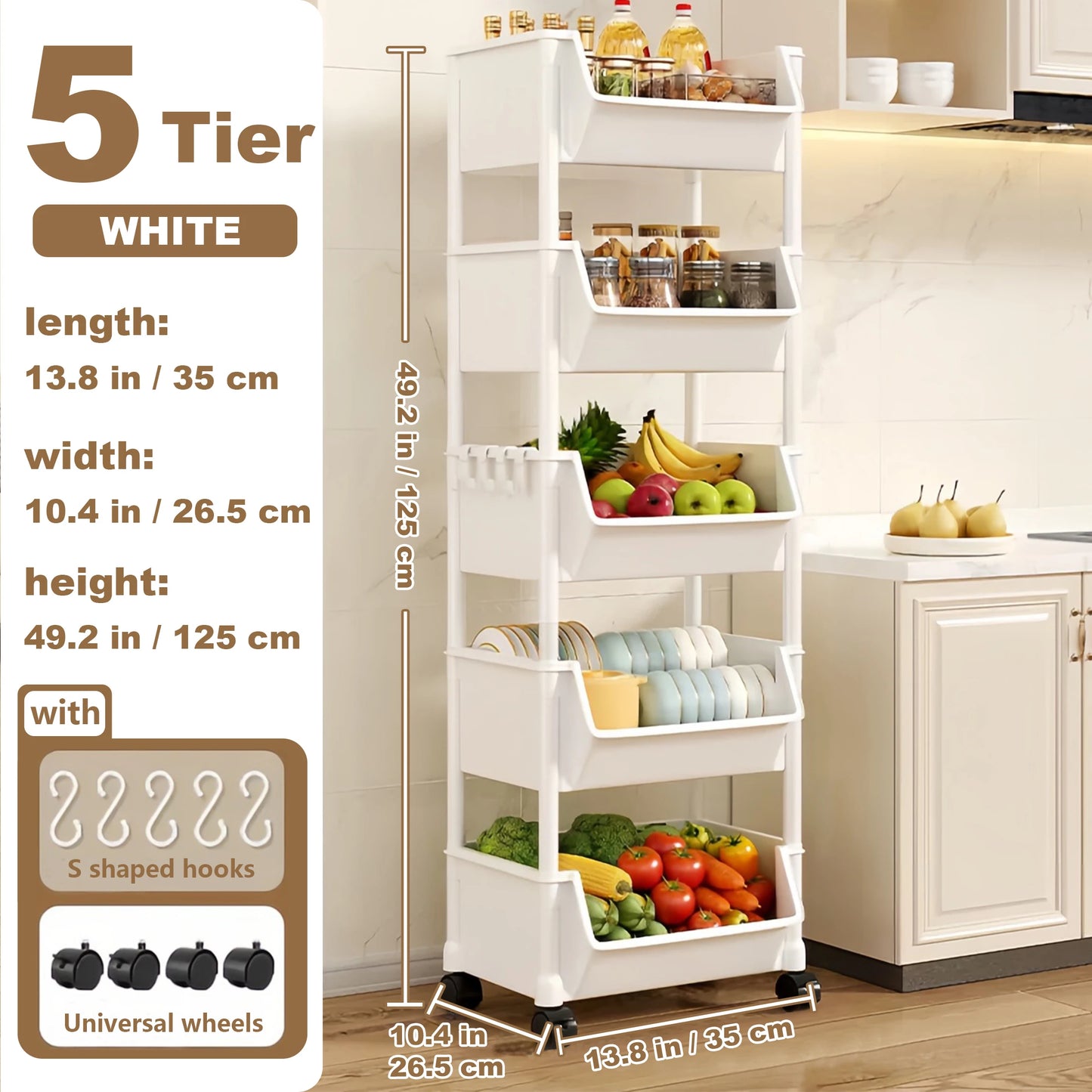Rolling Slim Storage Cart Organizer with Wheels – Narrow Kitchen Bathroom Storage Rack