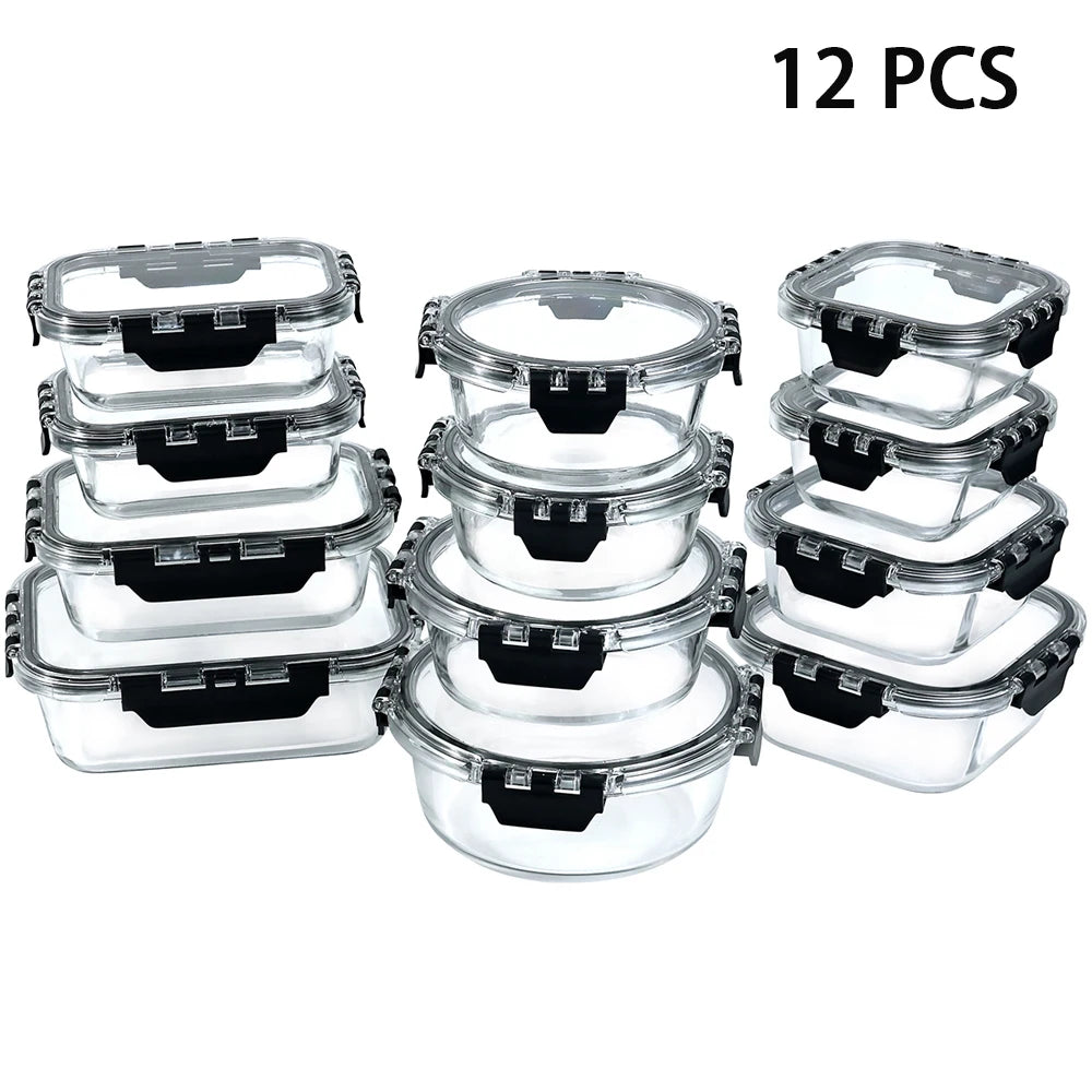 12 Piece Glass Food Storage Container Set with Airtight Lids – BPA Free Meal Prep Lunch Boxes