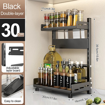 3 Tier Adjustable Spice Rack Organizer for Kitchen Countertop & Cabinet Storage