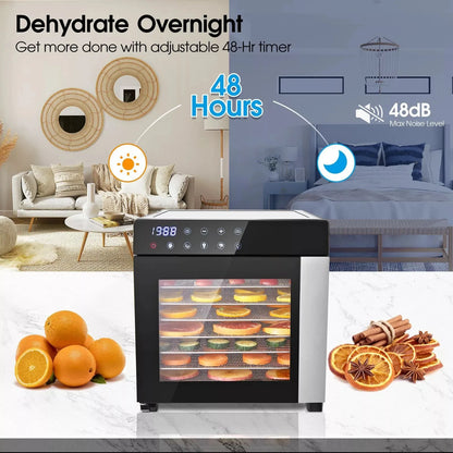 8 Tray Stainless Steel Food Dehydrator Machine with Digital Timer, Temperature Control & 4 Presets