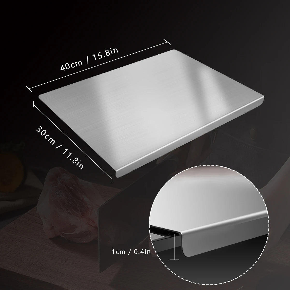 304 Stainless Steel Cutting Board for Kitchen Food Prep & Meal Preparation