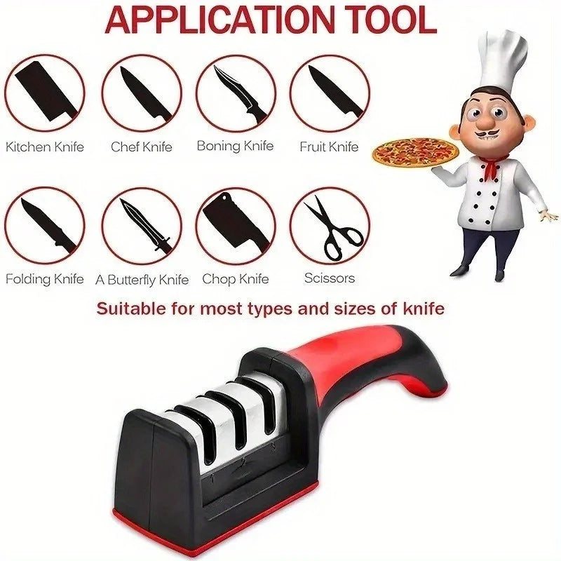 3 in 1 Stainless Steel Knife Sharpener Tool for Kitchen Knives & Chef Knives