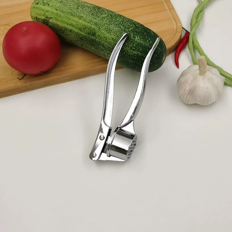 Stainless Steel Garlic Press & Nut Cracker – Heavy Duty Garlic Mincer Tool