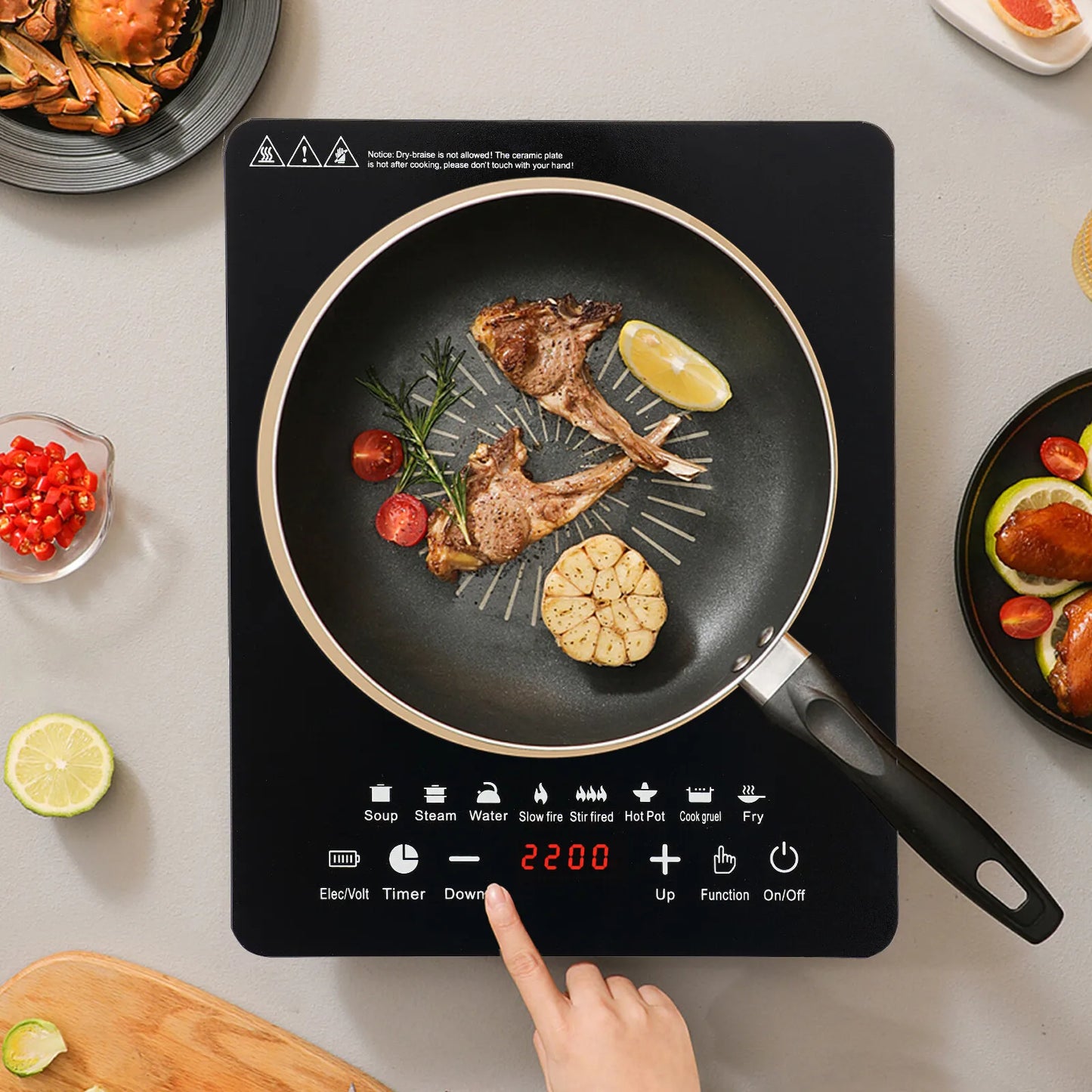750W Portable Induction Cooktop with 8 Power Levels, Touch Control & 180-Minute Timer