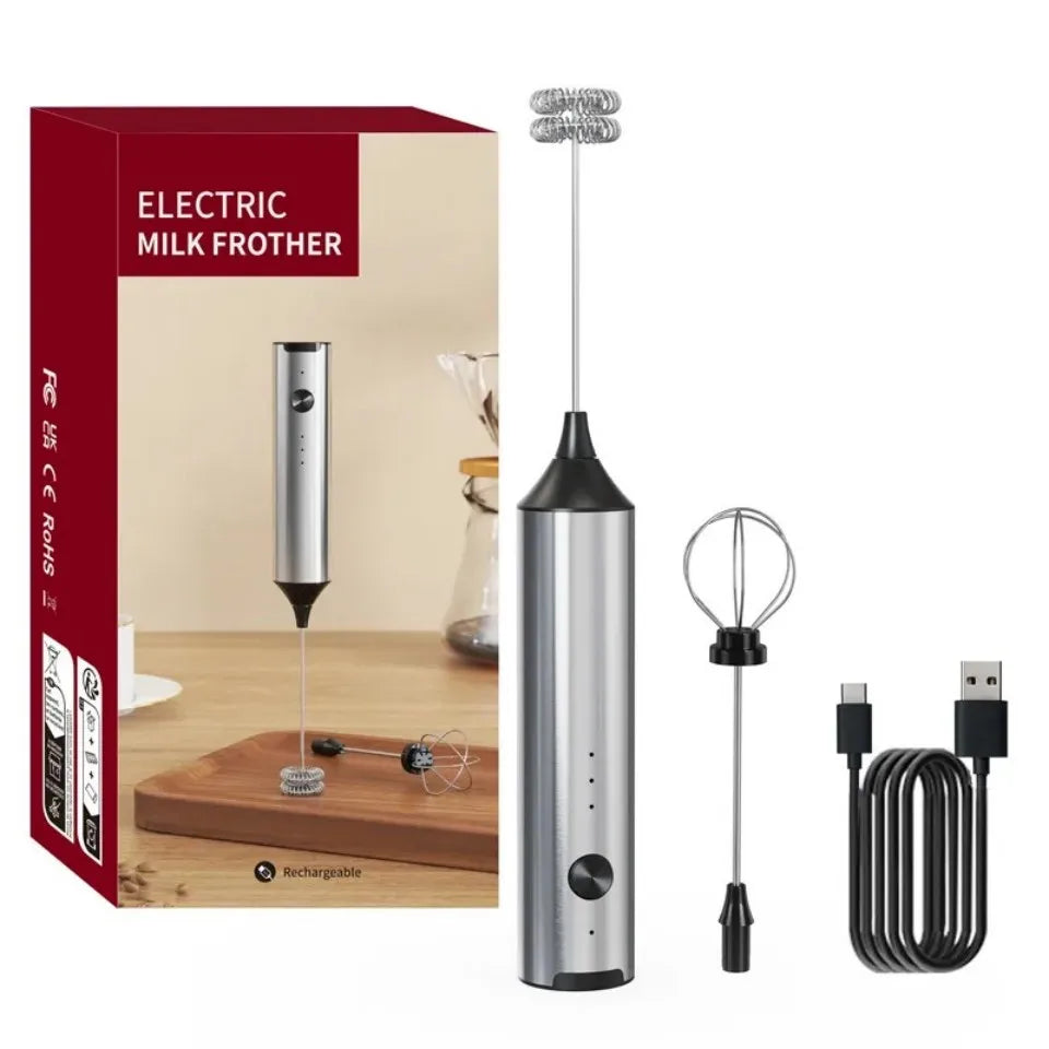 Rechargeable Electric Milk Frother & Coffee Whisk with 3 Speeds, USB-C Portable Foam Maker