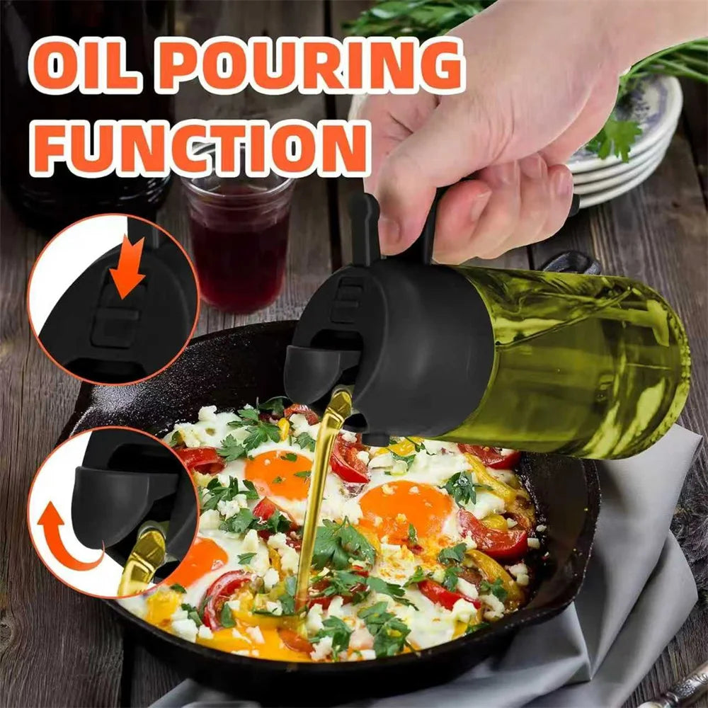 470ML 2-in-1 Olive Oil Sprayer & Dispenser Bottle for Cooking, Air Fryer & Salad