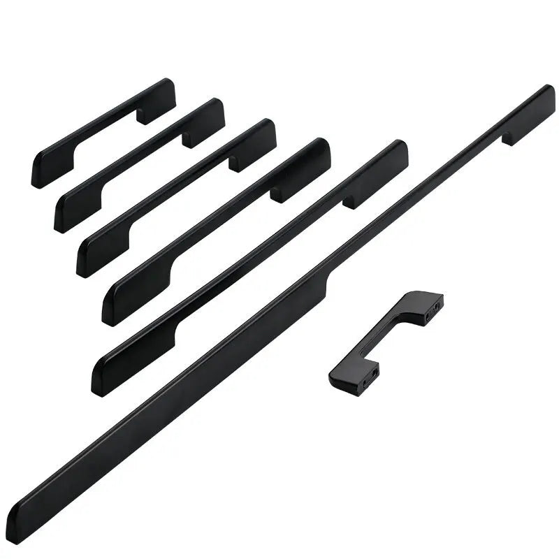 Modern Black Aluminum Cabinet Handles for Kitchen Cabinets, Drawers & Wardrobes