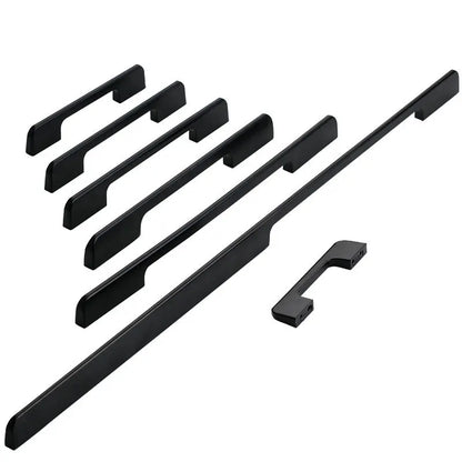 Modern Black Aluminum Cabinet Handles for Kitchen Cabinets, Drawers & Wardrobes