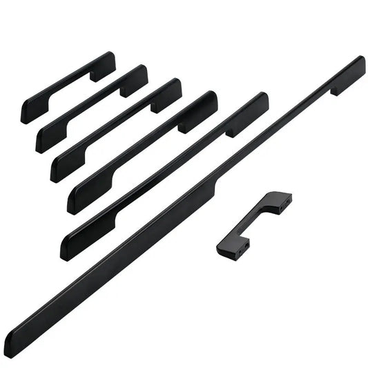 Modern Black Aluminum Cabinet Handles for Kitchen Cabinets, Drawers & Wardrobes