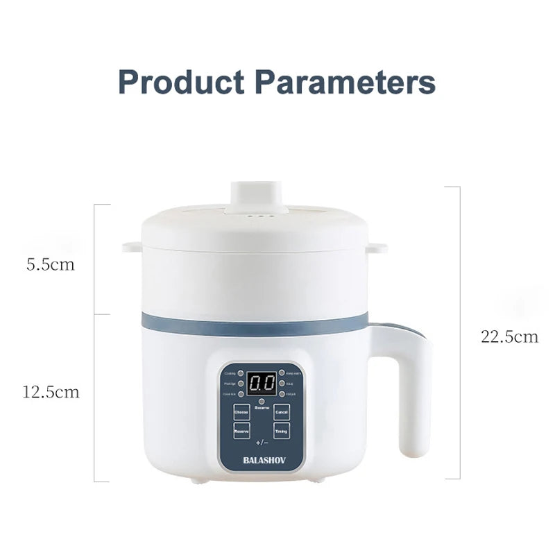 1.7L Electric Rice Cooker with Steamer Basket – Non-Stick Multi Cooker for Rice, Soup & Porridge