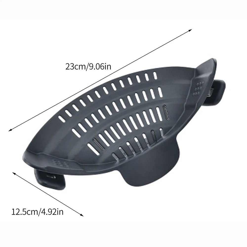Silicone Clip On Pot Strainer for Pots & Pans – Heat Resistant Pasta and Vegetable Colander
