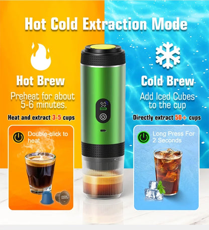 3-in-1 Portable Espresso Coffee Maker with Digital Display, Capsule & Ground Coffee Compatible, 20 Bar Pressure